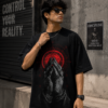 D13F754F-22A2-45A4-9713-DA40F95A3EC9 Black Oversized Praying Hands Graphic T-Shirt for Men | Gothic Streetwear Premium Cotton Tee