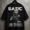 Basic Floral Oversized Black T-Shirt | Minimal Streetwear Graphic Tee for Men