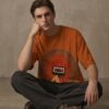 Retro Cassette Head Graphic Oversized T-Shirt – Vintage Music Inspired Orange Cotton Tee