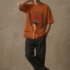 Retro Cassette Head Graphic Oversized T-Shirt – Vintage Music Inspired Orange Cotton Tee
