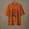 Retro Cassette Head Graphic Oversized T-Shirt – Vintage Music Inspired Orange Cotton Tee